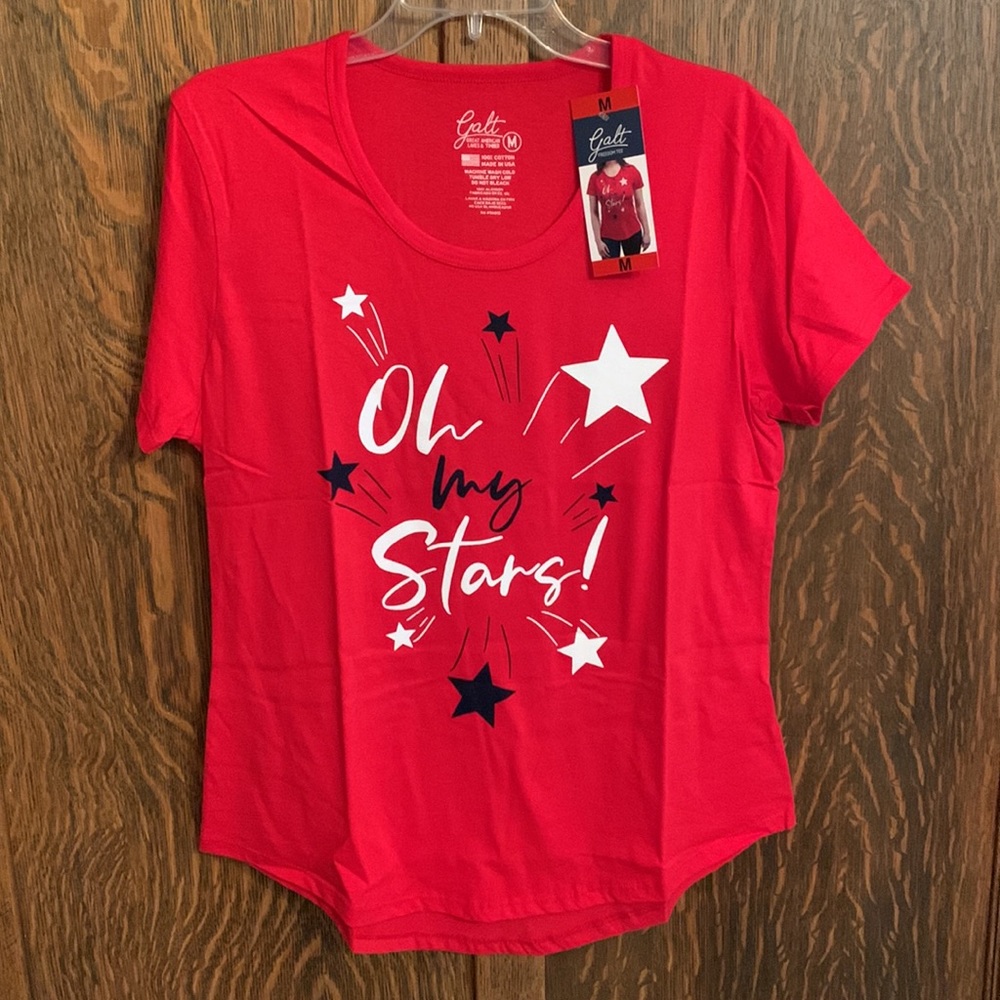 NWT Patriotic 4th of July graphic top Oh My Stars Freedom Tee by Galt medium M